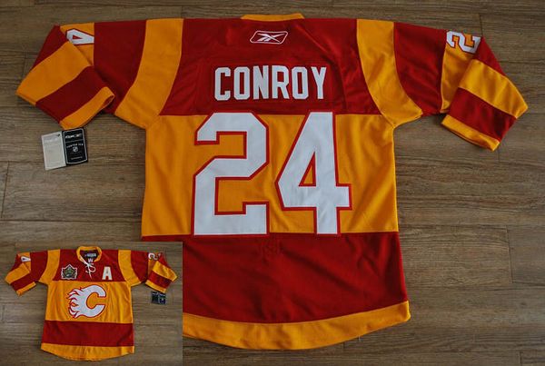 Flames #24 Craig Conroy Stitched Red Orange 2011 Winter Classic Jersey