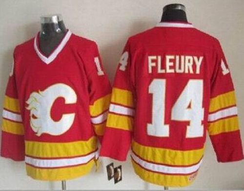 Flames #14 Theoren Fleury Red CCM Throwback Stitched Jersey