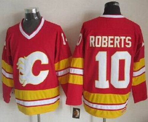 Flames #10 Gary Roberts Red CCM Throwback Stitched Jersey