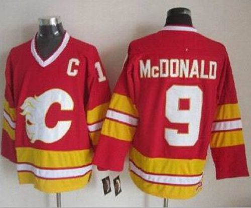 Flames #9 Lanny McDonald Red CCM Throwback Stitched Jersey