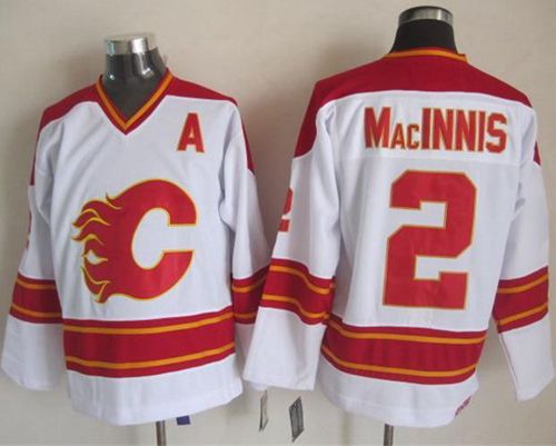 Flames #2 Al MacInnis White CCM Throwback Stitched Jersey