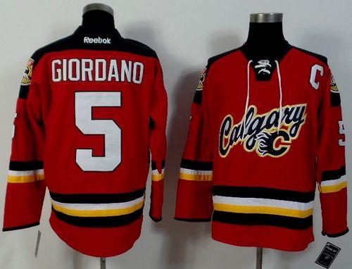 Flames #5 Mark Giordano Red Alternate Stitched Jersey