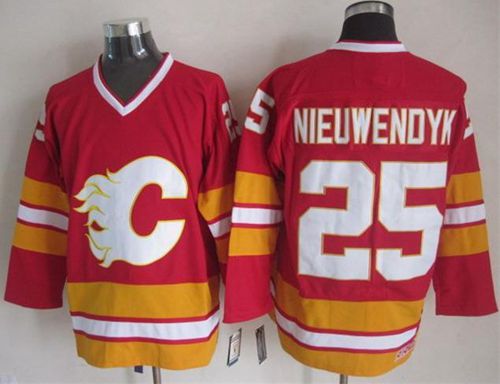 Flames #25 Joe Nieuwendyk Red CCM Throwback Stitched Jersey