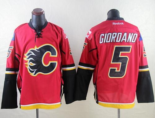 Flames #5 Mark Giordano Red Stitched Jersey