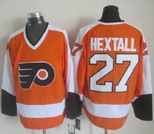 Flyers #27 Ron Hextall Orange White CCM Throwback Stitched Jersey