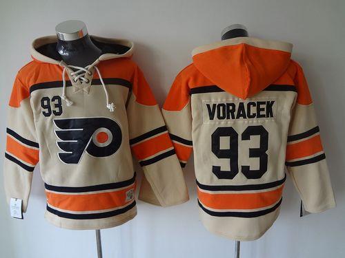 Flyers #93 Jakub Voracek Cream Sawyer Hooded Sweatshirt Stitched Jersey