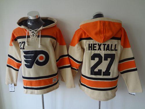 Flyers #27 Ron Hextall Cream Sawyer Hooded Sweatshirt Stitched Jersey