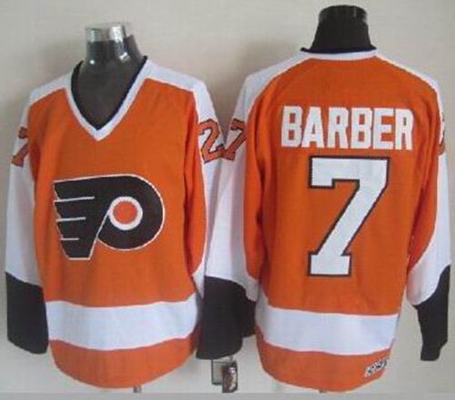 Flyers #7 Bill Barber Orange CCM Throwback Stitched Jersey
