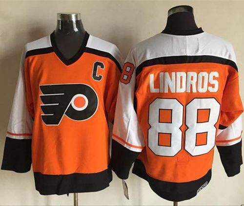 Flyers #88 Eric Lindros Orange CCM Throwback Stitched Jersey
