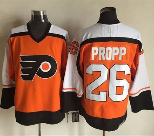 Flyers #26 Brian Propp Orange Black CCM Throwback Stitched Jersey