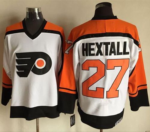 Flyers #27 Ron Hextall White Black CCM Throwback Stitched Jersey