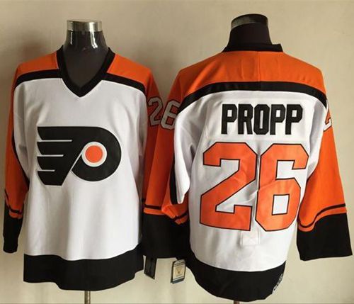Flyers #26 Brian Propp White Black CCM Throwback Stitched Jersey
