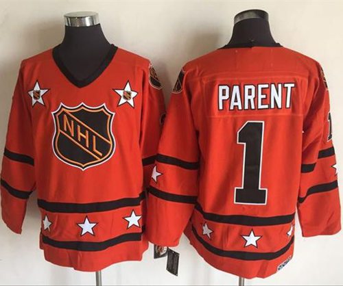 Flyers #1 Bernie Parent Orange All Star CCM Throwback Stitched Jersey