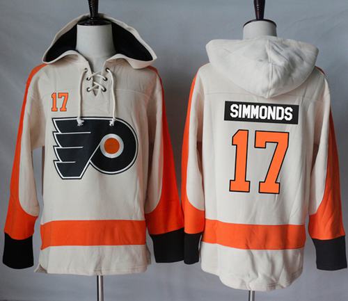 Flyers #17 Wayne Simmonds Cream Sawyer Hooded Sweatshirt Stitched Jersey