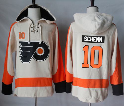 Flyers #10 Brayden Schenn Cream Sawyer Hooded Sweatshirt Stitched Jersey