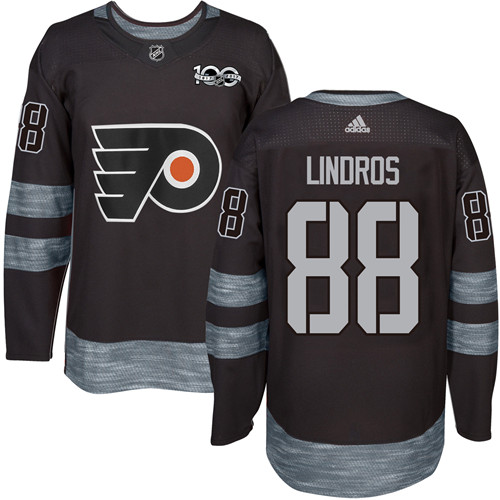 Flyers #88 Eric Lindros Black 1917-2017 100th Anniversary Stitched Jersey