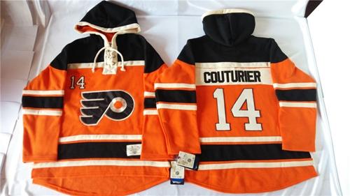 Flyers #14 Sean Couturier Orange Sawyer Hooded Sweatshirt Stitched Jersey