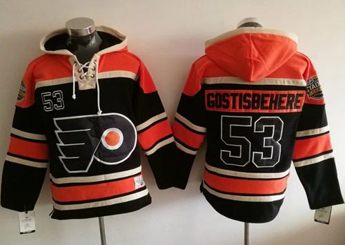 Flyers #53 Shayne Gostisbehere Black Sawyer Hooded Sweatshirt Stitched Jersey