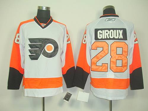 Flyers #28 Claude Giroux White Road Stitched Jersey