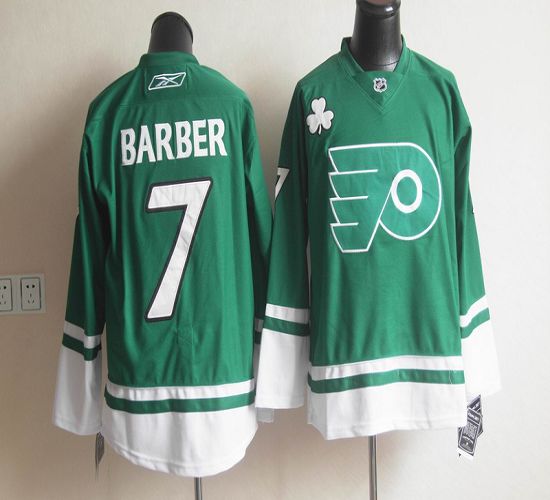Flyers St Patty's Day #7 Bill Barber Green Stitched Jersey