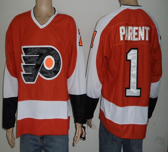 Flyers #1 Bernie Parent Orange Stitched Jersey