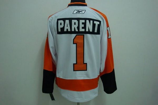 Flyers #1 Bernie Parent Stitched Winter Classic White Jersey