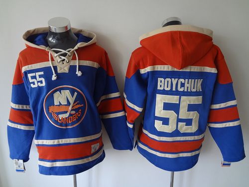 Islanders #55 Johnny Boychuk Baby Blue Sawyer Hooded Sweatshirt Stitched Jersey