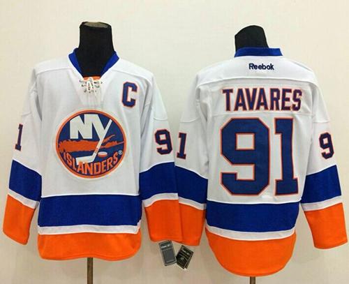 Islanders #91 John Tavares Stitched White Jersey