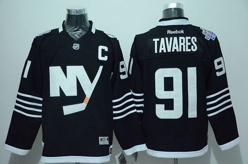 Islanders #91 John Tavares Black Alternate Stitched Jersey