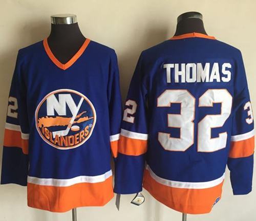 Islanders #32 Thomas Baby Blue CCM Throwback Stitched Jersey