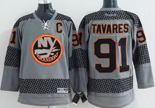 Islanders #91 John Tavares Charcoal Cross Check Fashion Stitched Jersey