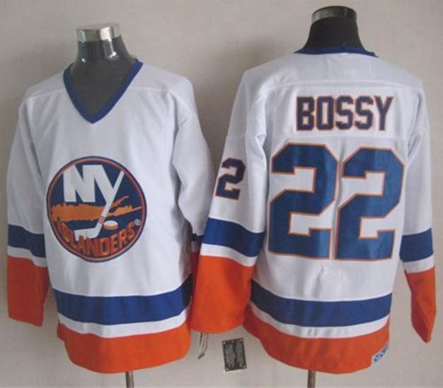 Islanders #22 Mike Bossy White CCM Throwback Stitched Jersey
