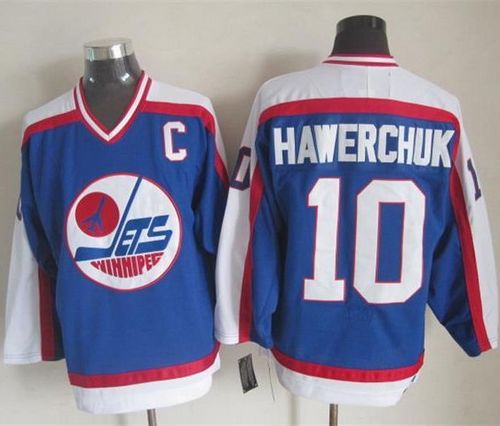 Jets #10 Dale Hawerchuk Blue White CCM Throwback Stitched Jersey