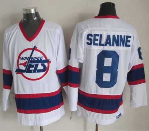 Jets #8 Teemu Selanne White CCM Throwback Stitched Jersey