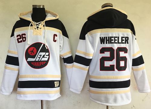 Jets #26 Blake Wheeler White Sawyer Hooded Sweatshirt Stitched Jersey