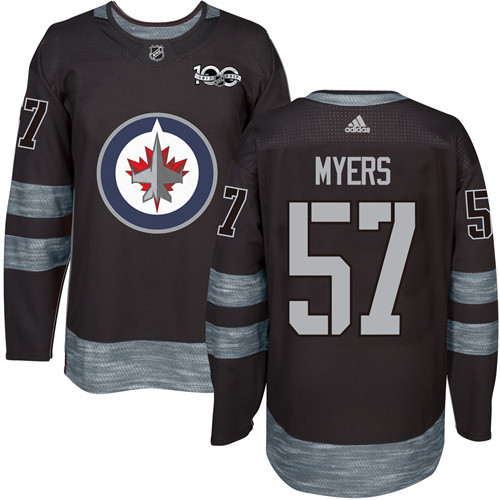 Jets #57 Tyler Myers Black 1917-2017 100th Anniversary Stitched Jersey