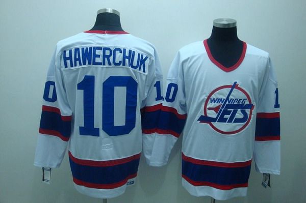 Jets #10 Dale Hawerchuk Stitched White CCM Throwback Jersey