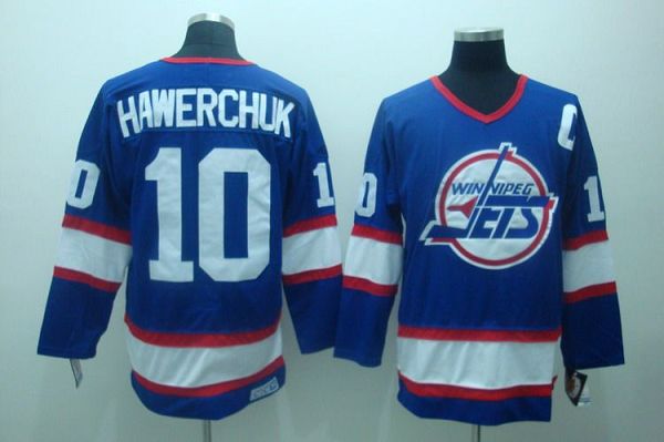 Jets #10 Dale Hawerchuk Stitched Blue CCM Throwback Jersey