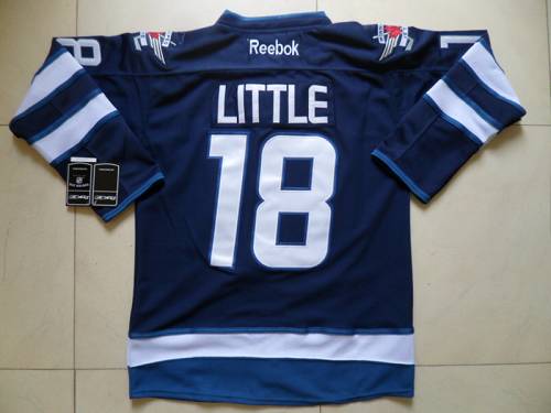 Jets #18 Bryan Little Dark Blue Stitched Jersey