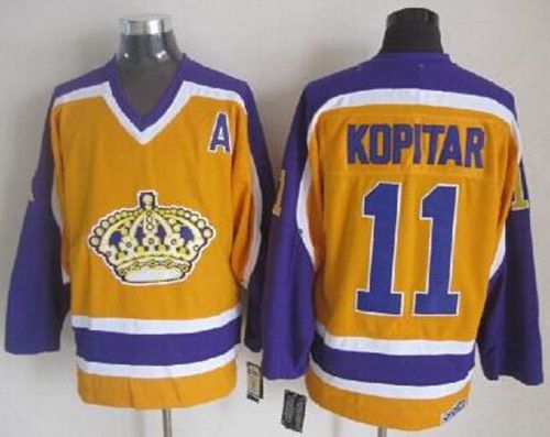 Kings #11 Anze Kopitar Yellow CCM Throwback Stitched Jersey