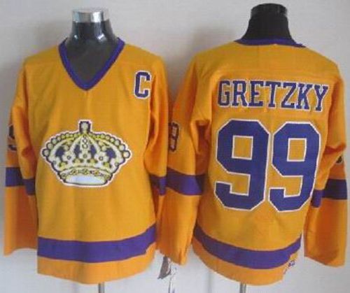 Kings #99 Wayne Gretzky Yellow CCM Throwback Stitched Jersey