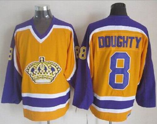 Kings #8 Drew Doughty Yellow CCM Throwback Stitched Jersey