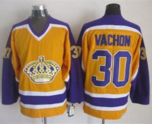 Kings #30 Rogie Vachon Yellow CCM Throwback Stitched Jersey