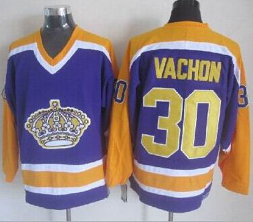 Kings #30 Rogie Vachon Purple CCM Throwback Stitched Jersey