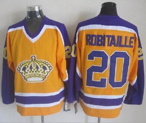Kings #20 Luc Robitaille Yellow CCM Throwback Stitched Jersey