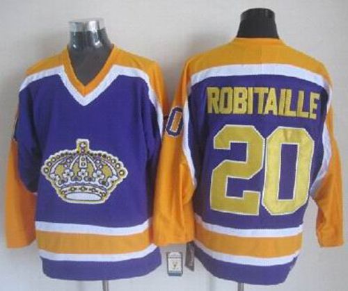 Kings #20 Luc Robitaille Purple CCM Throwback Stitched Jersey