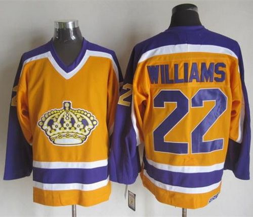 Kings #22 Tiger Williams Yellow Purple CCM Throwback Stitched Jersey