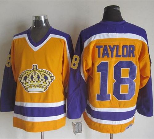 Kings #18 Dave Taylor Yellow Purple CCM Throwback Stitched Jersey