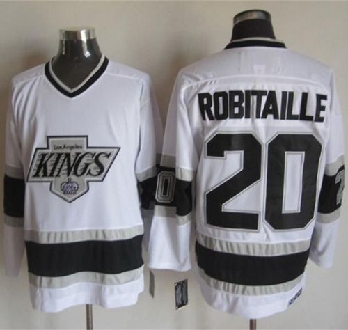 Kings #20 Luc Robitaille White CCM Throwback Stitched Jersey