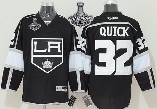 Kings #32 Jonathan Quick Black Home 2014 Stanley Cup Champions Stitched Jersey